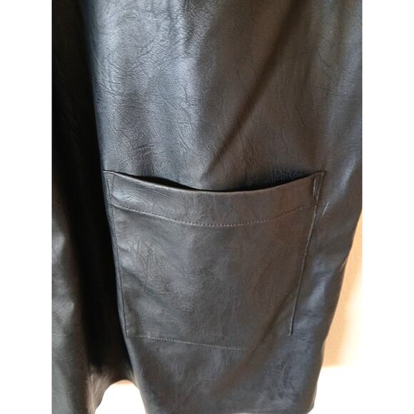 Lucky Brand Black Faux Leather Sleeveless Shift Dress With Pockets - Picture 6 of 6